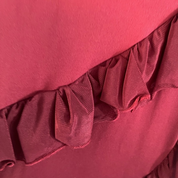 Elegant Burgundy Ruffle Dress - Picture 4 of 5